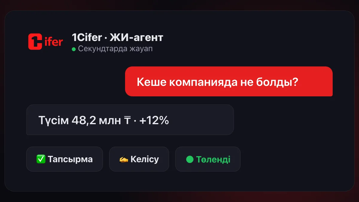 Басшы компанияны ЖИ-агент арқылы басқарады: шолу, тапсырмалар мен келісулер бір терезеде